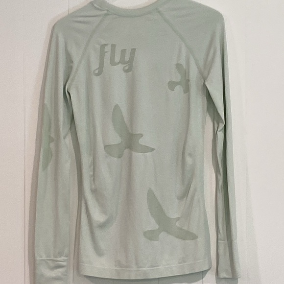 Oiselle Flyte Seamless Long Sleeve Top Thumbholes Medium Mint Running Wicking - Picture 3 of 8